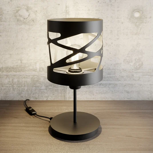 Lámpara de mesa Modul Frez con pantalla decorativa Ø 17,5 cm, negra