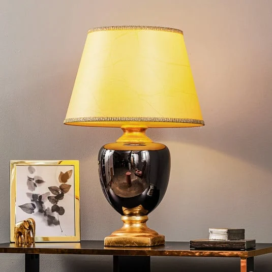 Lámpara de mesa Mozart en gris espejado/dorado