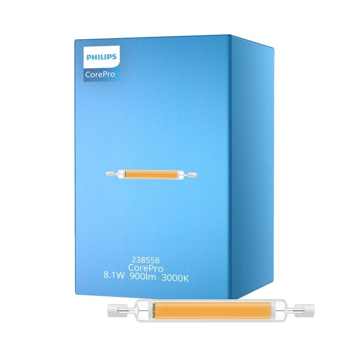 Philips Corepro LED Lineair R7s 118mm 8.1W 900lm - 830 Luz Cálida | Reemplazo 80W