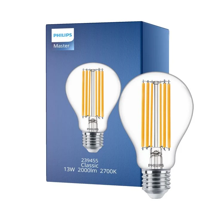 Philips Classic LED Bulbo E27 Pera con Filamento Clara 13W 2000lm - 827 Luz muy Cálida | Reemplazo 120W