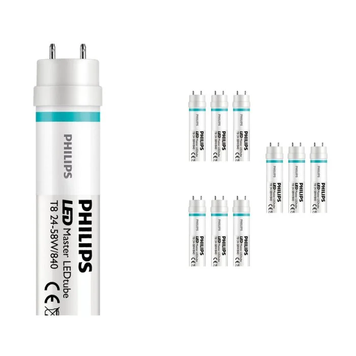 Multipack 10x Philips Tubo LED T8 MASTER Value (EM/Mains) Ultra Output 24W 3700lm - 840 Blanco Frio | 150cm - Reemplazo 58W