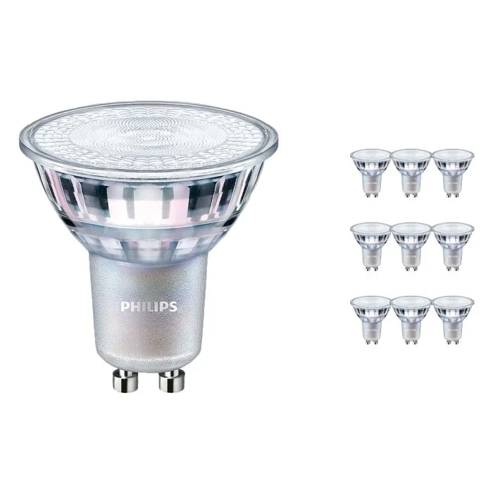 Multipack 10x Philips MASTER Value LED Spot GU10 PAR16 3.7W 270lm 60D - 930 Luz Cálida | Mejor reproducción de color - Regulable - Reemplazo 35W