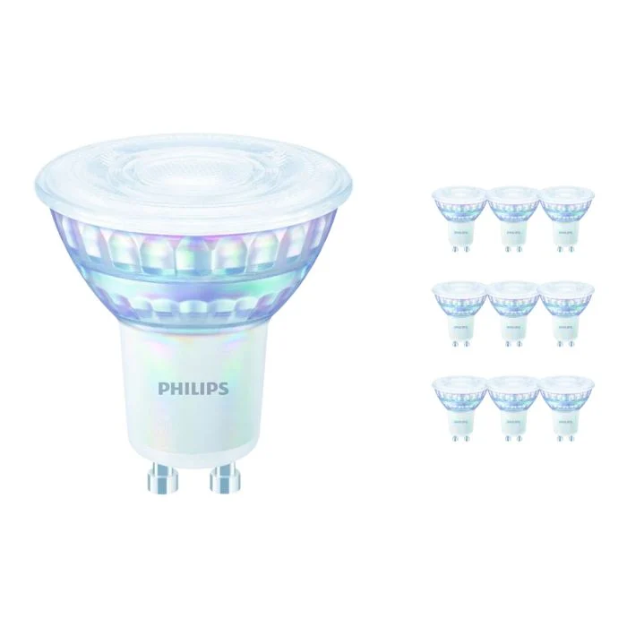 Multipack 10x Philips MASTER Value LED Foco GU10 PAR16 6.2W 575lm 36D - 930 Luz Cálida | Mejor reproducción de color - Regulable - Reemplazo 80W