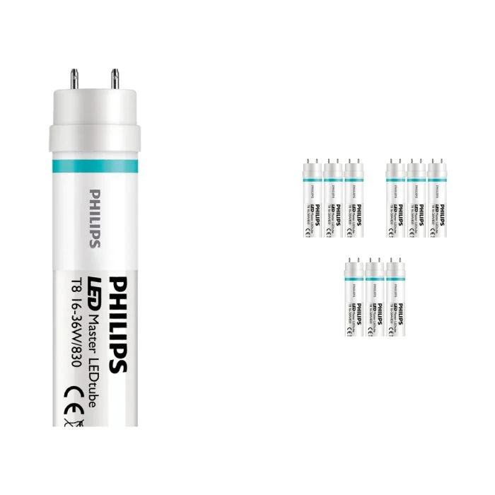 Multipack 10x Philips Tubo LED T8 MASTER Value (EM/Mains) Ultra Output 16W 2300lm - 830 Luz Cálida | 120cm - Reemplazo 36W
