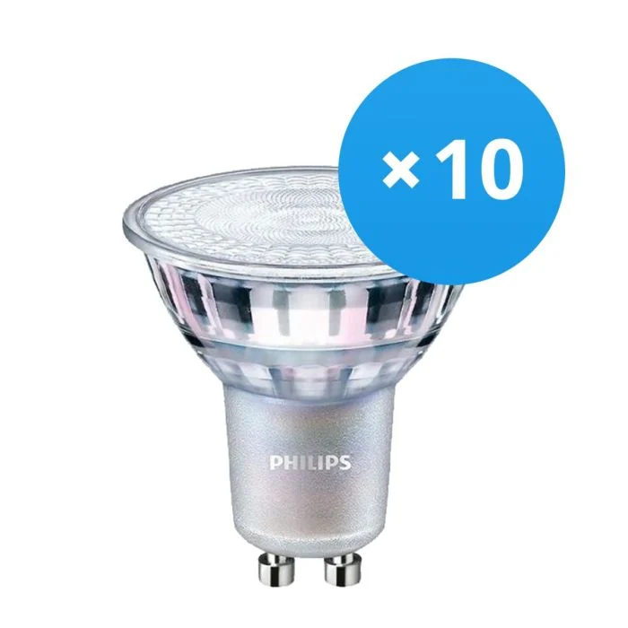 Multipack 10x Philips MASTER Value LED Spot GU10 PAR16 4.9W 380lm 36D - 940 Blanco Frio | Mejor reproducción de color - Regulable - Reemplazo 50W