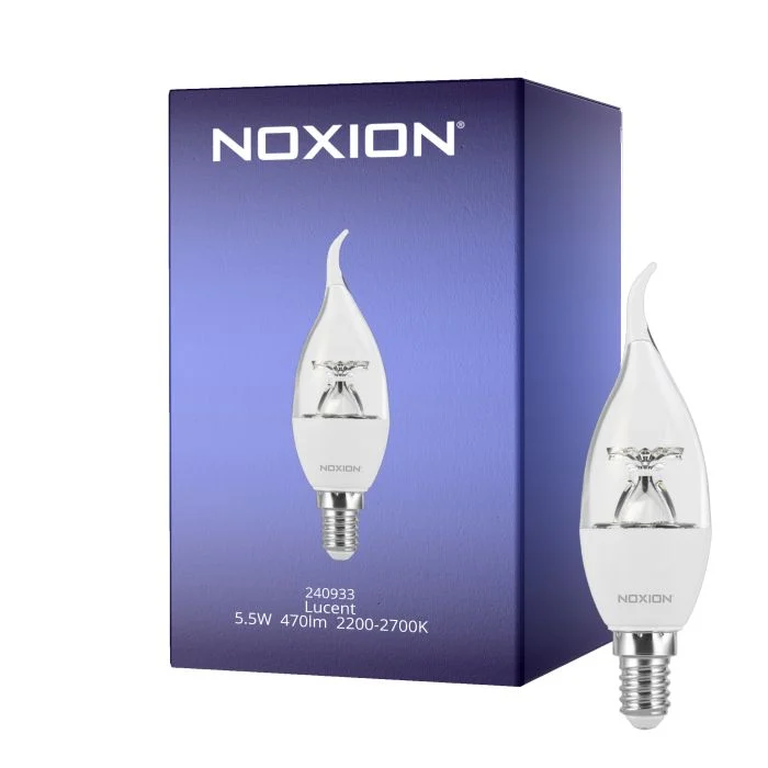 Noxion Lucent LED E14 Punta torcida Vela con Filamento Clara 5.5W 470lm - 827 Luz muy Cálida | Regulable - Reemplazo 40W