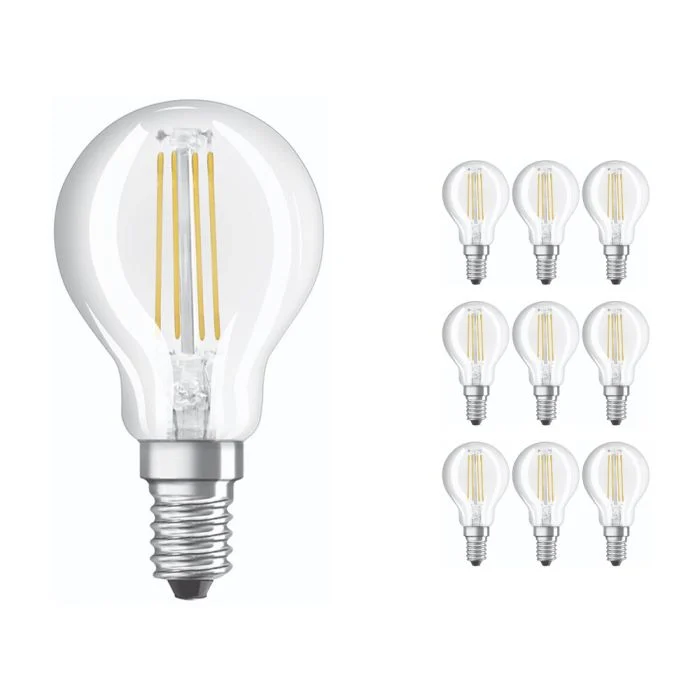 Multipack 10x Ledvance Classic LED E14 Pera con Filamento Clara 4.2W 470lm - 927 Luz muy Cálida | Mejor reproducción de color - Regulable - Reemplazo 40W