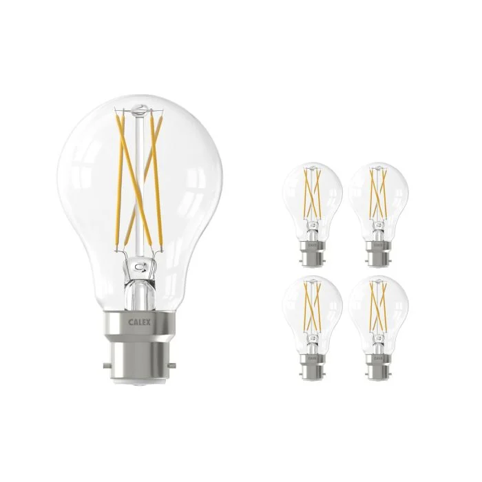 Multipack 5x Calex Smart Tuya Wifi B22 Pera con Filamento 7W 806lm - 818-830 Ajustable Blanco | Regulable - Reemplazo 60W