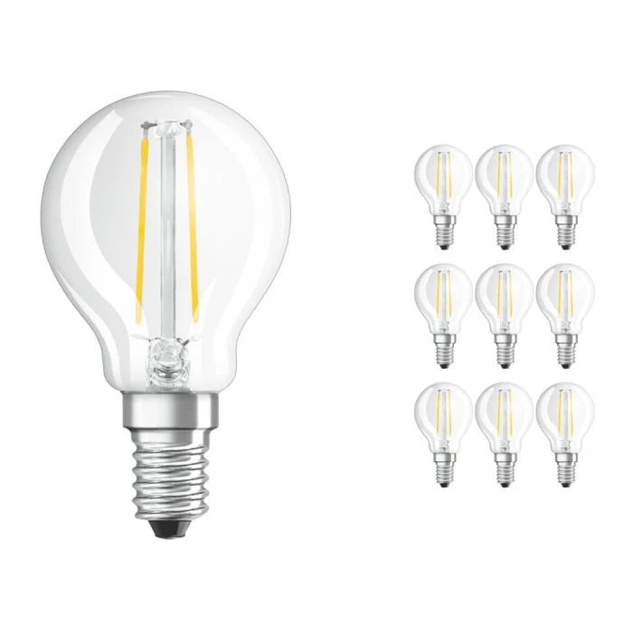 Multipack 10x Ledvance Classic LED E14 Pera con Filamento Clara 2.5W 250lm - 827 Luz muy Cálida | Reemplazo 25W