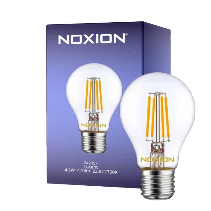 Noxion Lucent LED E27 Pera con Filamento Clara 4.5W 470lm - 822-827 Dim To Warm | Regulable - Reemplazo 40W
