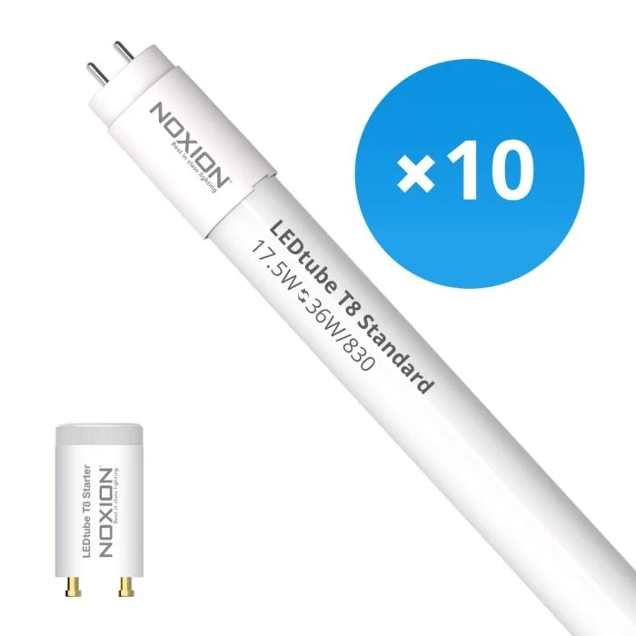 Multipack 10x Noxion Tubo LED T8 Avant (EM/Mains) Standard Output 17.5W 1800lm - 830 Luz Cálida | 120cm - Reemplazo 36W