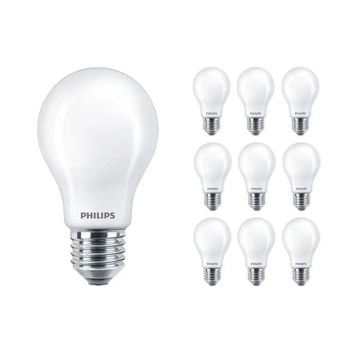 Multipack 10x Philips MASTER Value LED Bulbo E27 Pera Mate 5.9W 806lm - 927 Luz muy Cálida | Mejor reproducción de color - Regulable - Reemplazo 60W