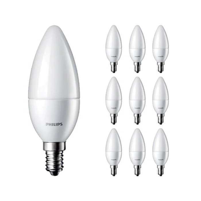 Multipack 10x Philips Corepro LED Vela E14 Mate 5W 470lm - 827 Luz muy Cálida | Reemplazo 40W