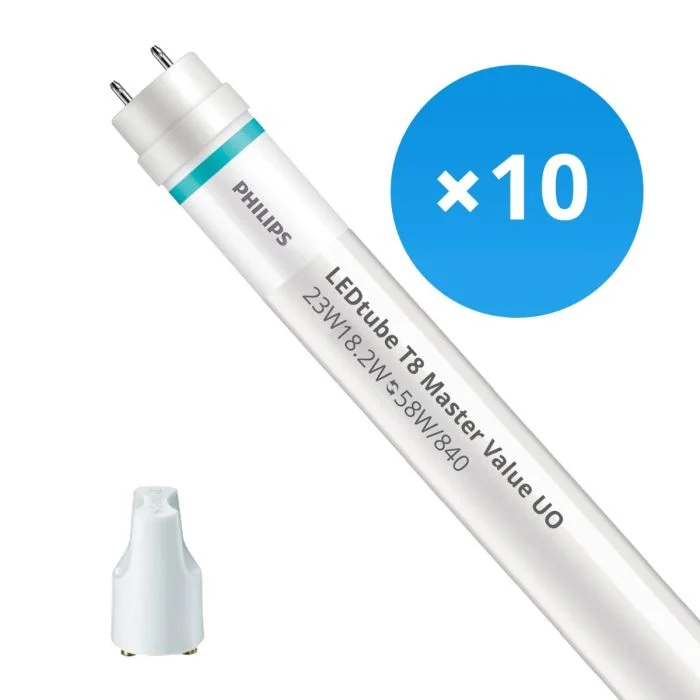 Multipack 10x Philips Tubo LED T8 MASTER Value (EM/Mains) Ultra Output 23W 3700lm - 840 Blanco Frio | 150cm - Reemplazo 58W