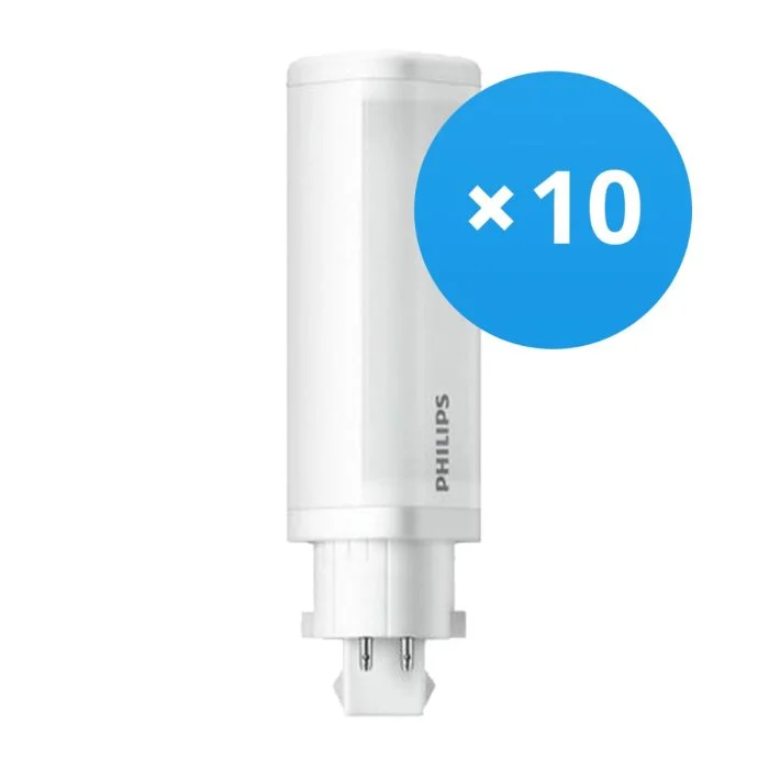 Multipack 10x Philips Corepro PL-C LED 4.5W 475lm - 830 Luz Cálida | 4-Pines - Reemplazo 13W