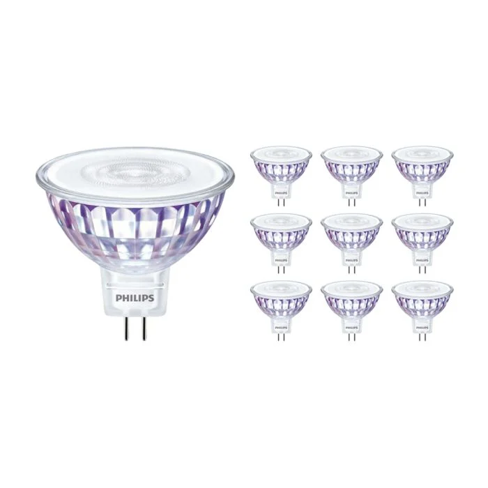 Multipack 10x Philips Master Value LED Foco GU5.3 MR16 5.8W 450lm 60D - 927 Luz muy Cálida | Mejor reproducción de color - Regulable - Reemplazo 35W