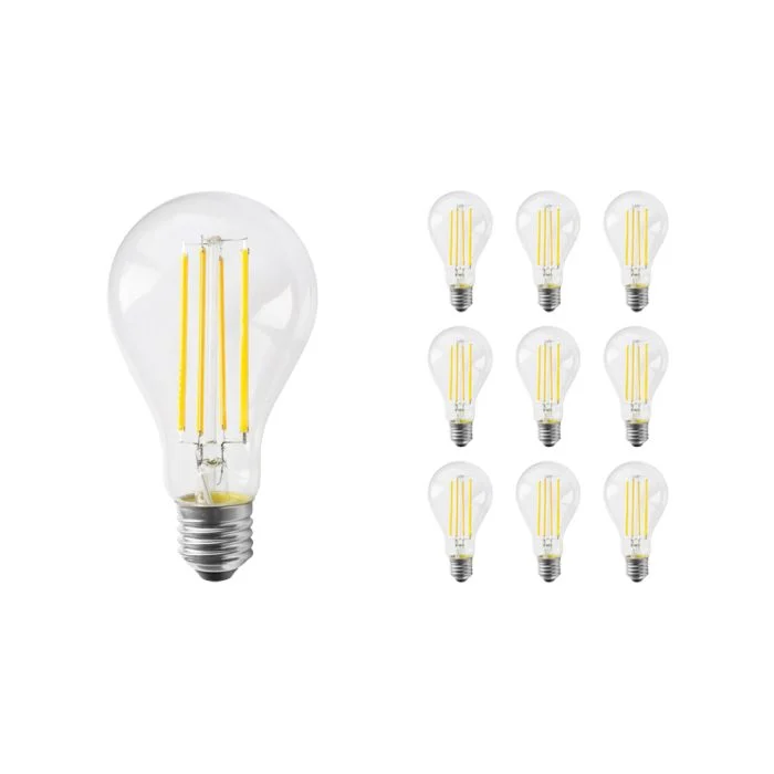 Multipack 10x Noxion Lucent con Filamento LED E27 Pera con Filamento Clara 12W 1521lm - 827 Luz muy Cálida | Regulable - Reemplazo 100W