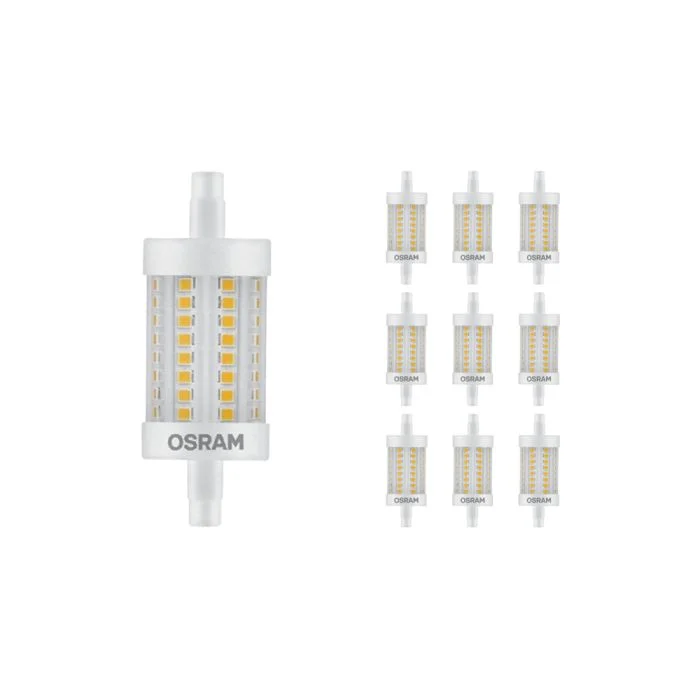 Multipack 10x Osram Parathom Line LED R7s 78mm 8W 1055lm - 827 Luz muy Cálida | Regulable - Reemplazo 80W
