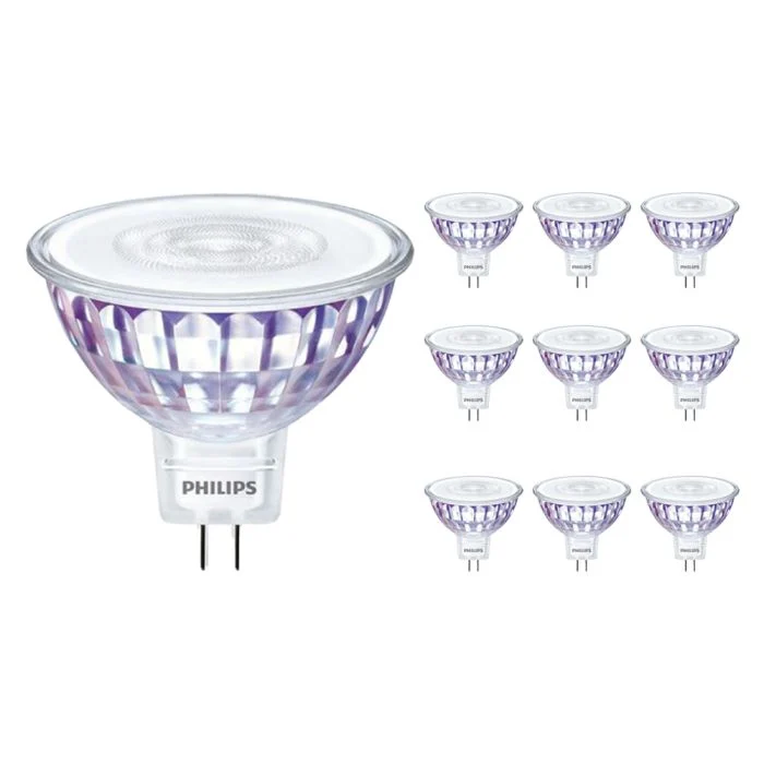 Multipack 10x Philips Master Value LED Foco GU5.3 MR16 7.5W 630lm 36D - 930 Luz Cálida | Mejor reproducción de color - Regulable - Reemplazo 50W