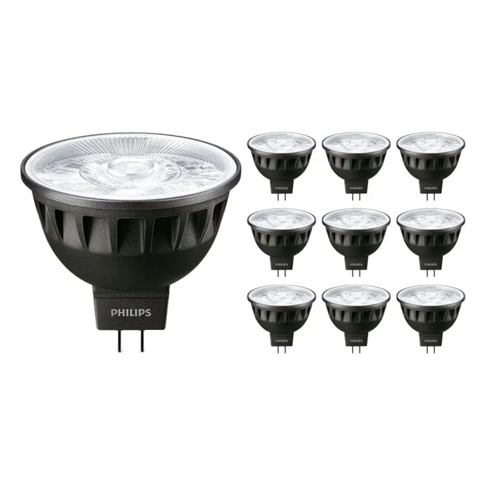Multipack 10x Philips Master ExpertColor LED Foco GU5.3 MR16 7.5W 485lm 24D - 927 Luz muy Cálida | Mejor reproducción de color - Regulable - Reemplazo 50W
