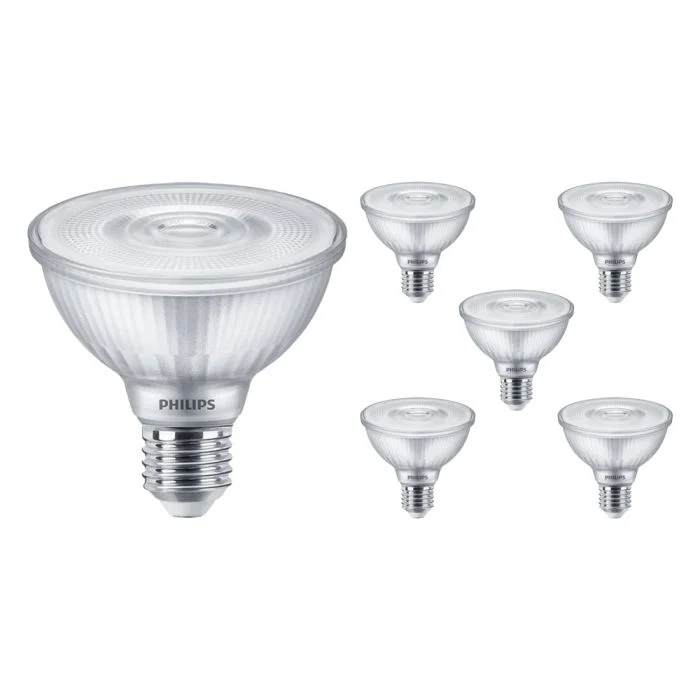 Multipack 6x Philips Master Value LED Bulbo Reflector E27 PAR30 9.5W 820lm 25D - 940 Blanco Frio | Mejor reproducción de color - Regulable - Reemplazo 75W