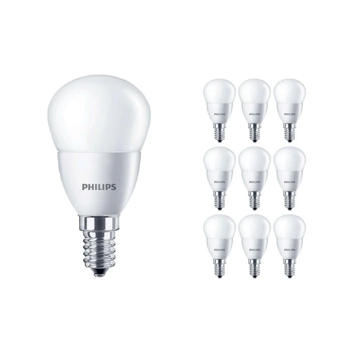 Multipack 10x Philips Corepro LED Lustre E14 Esférica Mate 5W 470lm - 827 Luz muy Cálida | Reemplazo 40W