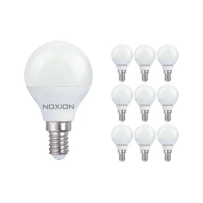 Multipack 10x Noxion Lucent Lustre LED E14 Esférica Mate 4.5W 470lm - 827 Luz muy Cálida | Reemplazo 40W