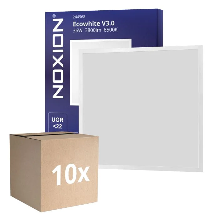 Multipack 10x Noxion Panel LED Ecowhite V3.0 36W 3800lm - 865 Luz de Día | 60x60cm