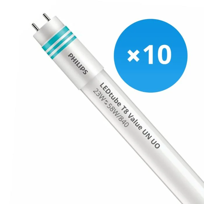 Multipack 10x Philips Tubo LED T8 MASTER Value (UN) Ultra Output 23W 3700lm - 840 Blanco Frio | 150cm - Reemplazo 58W