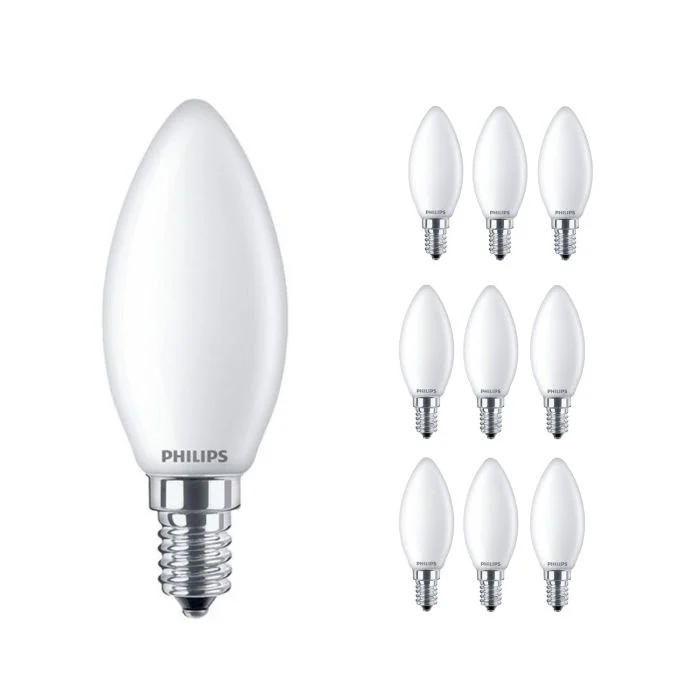 Multipack 10x Philips Corepro LED Vela E14 Mate 4.3W 470lm - 827 Luz muy Cálida | Reemplazo 40W