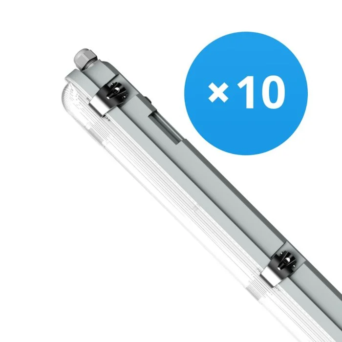Multipack 10x Noxion Pantalla LED Estanca Poseidon V3.0 18-30W 2340-4200lm - 830-865 CCT | 120cm - Cableado De Paso (5x2.5mm2)