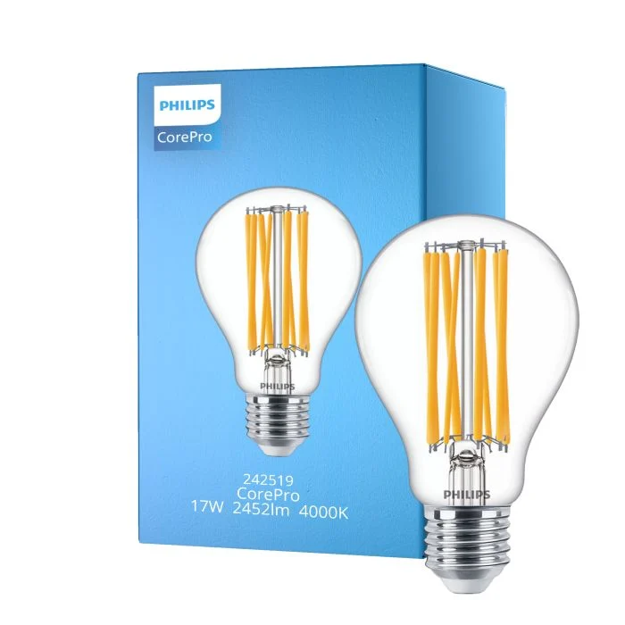 Philips Corepro LED Bulbo E27 Pera Clara 17W 2452lm - 840 Blanco Frio | Reemplazo 150W
