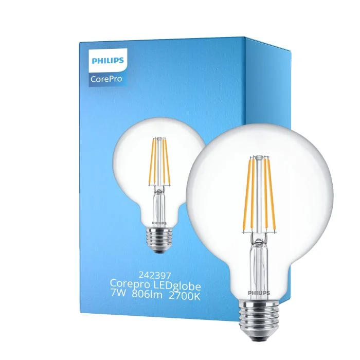 Philips Corepro LED Globe E27 Con Filamento Clara 95mm 7W 806lm - 827 Luz Muy Cálida | Reemplazo 60W