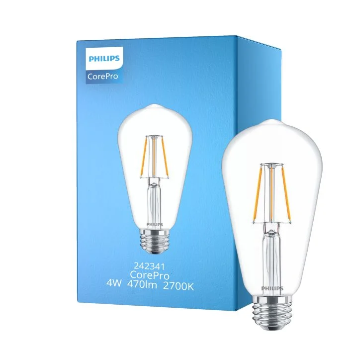 Philips Corepro LED Bulbo E27 Edison con Filamento Clara 4W 470lm - 827 Luz muy Cálida | Reemplazo 40W