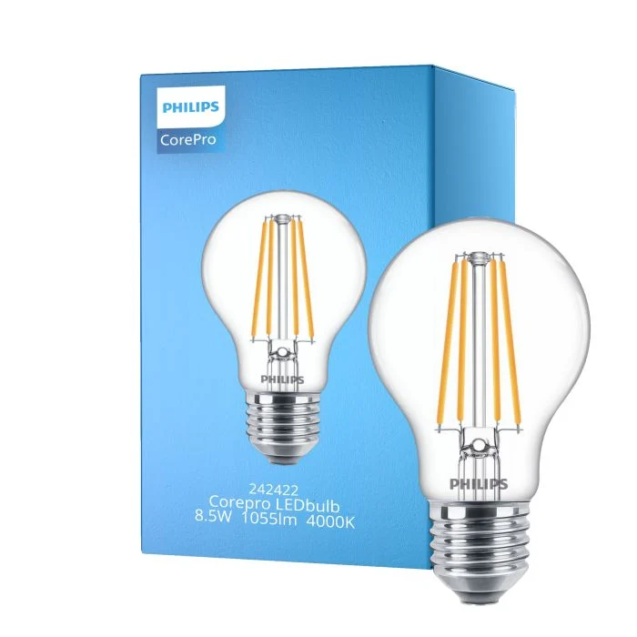 Philips Corepro LED Bulbo E27 Pera Clara 8.5W 1055lm - 840 Blanco Frio | Reemplazo 75W