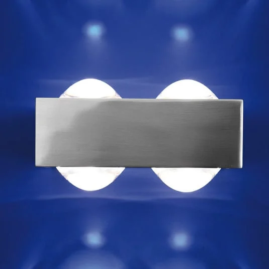 Aplique de pared Focus, níquel 4 lentes, metal, vidrio