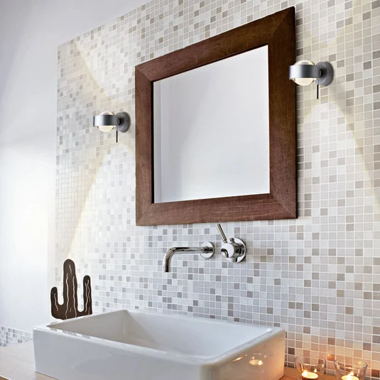 Aplique de pared Puk Wall Mini Plus, cromo mate, cristal, orientable