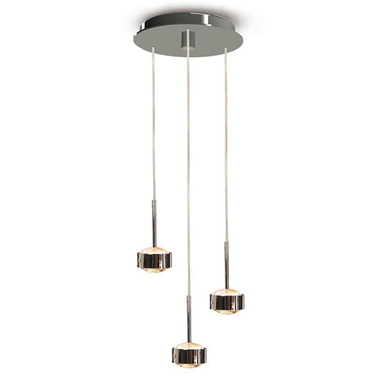 Lámpara colgante Puk Drop Trio, cromo, 3 luces, G9