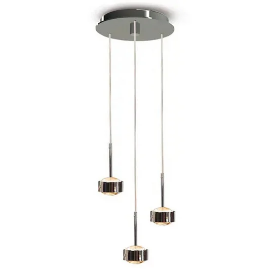 Lámpara colgante Puk Drop Trio, níquel mate, 3 luces, G9