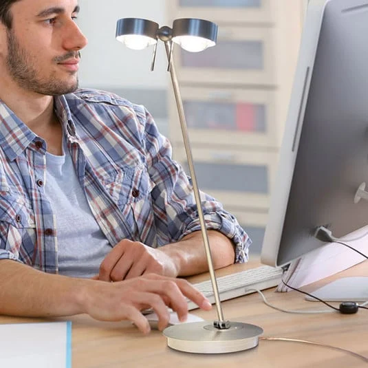 Lámpara de mesa LED Puk Table Twin cromo mate