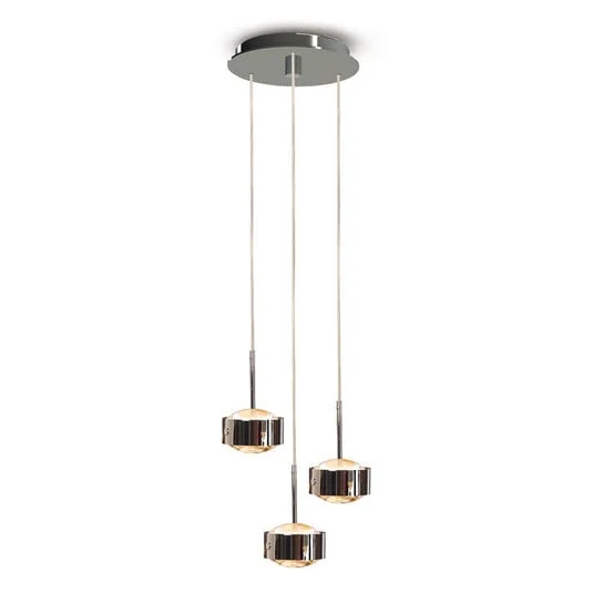 Puk Maxx Drop Lámpara colgante Trio, cromo, 3 luces G9