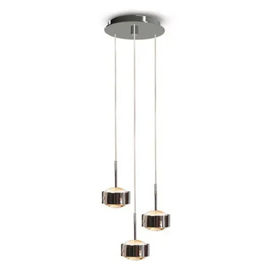 Lámpara colgante Puk Maxx Drop Trio, níquel mate, 3 luces G9