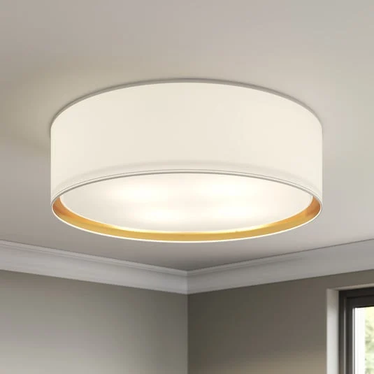 Plafón Bilbao, blanco/oro, Ø 60 cm