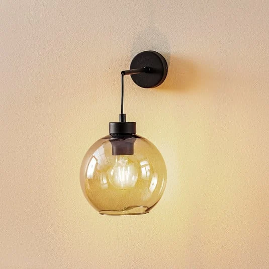 Aplique de pared Cubus, negro/gris humo, cristal, 30 cm de altura, E27