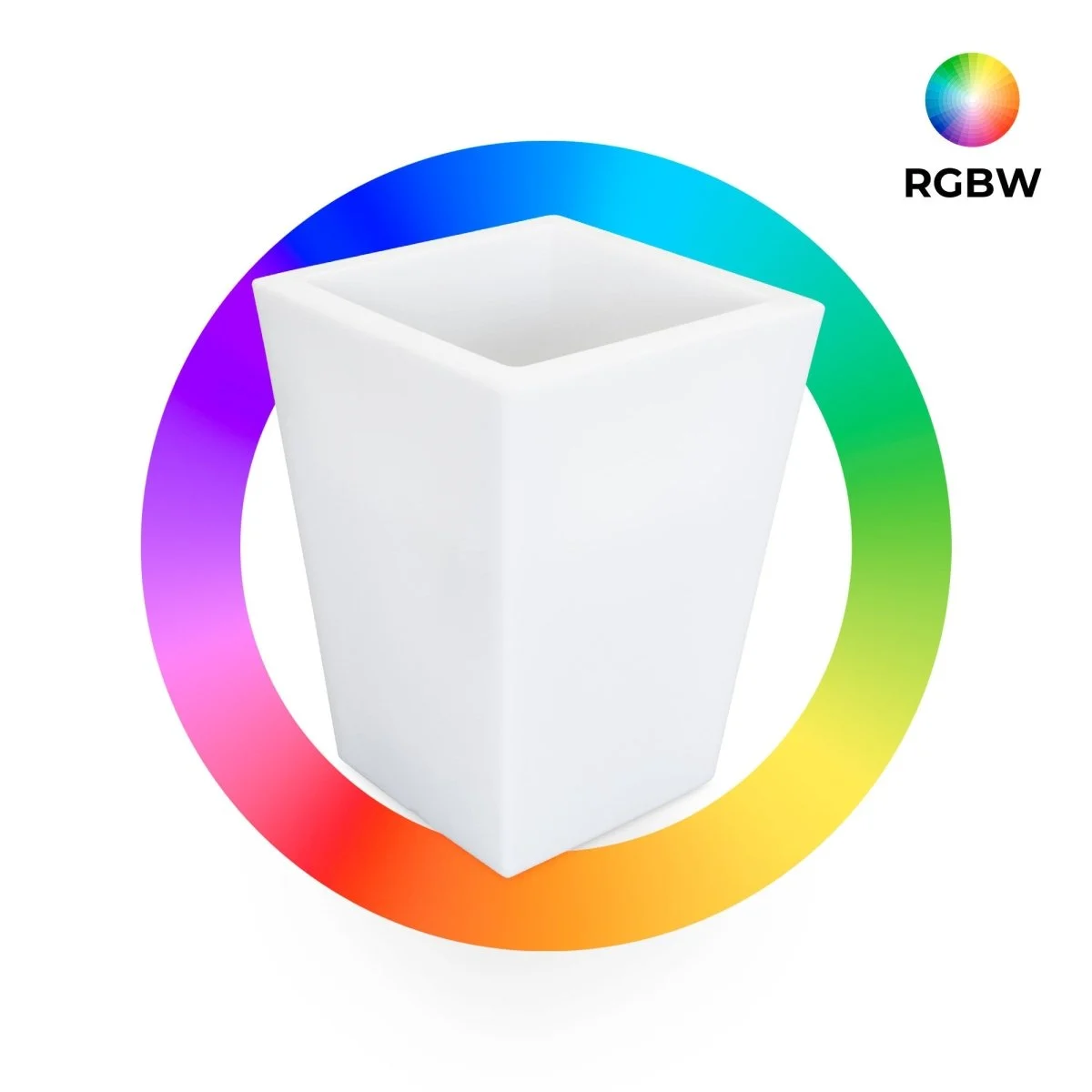 Macetero cuadrado LED RGBW - 12W - Recargable - Mando a distancia