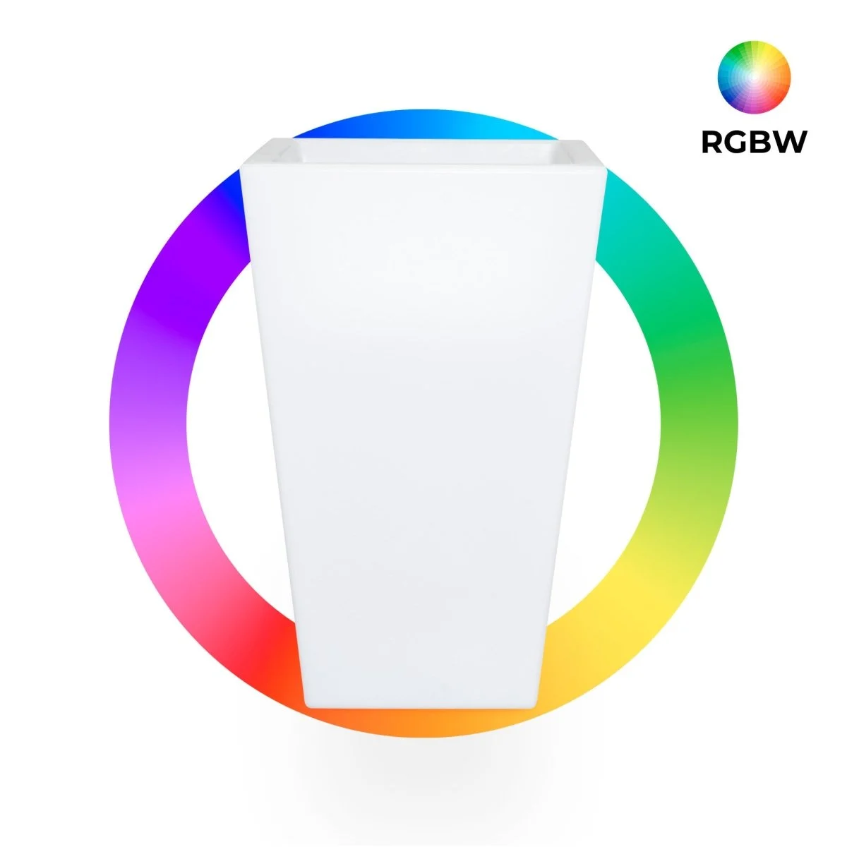 Macetero cuadrado LED RGBW - 24W - Recargable - Mando a distancia