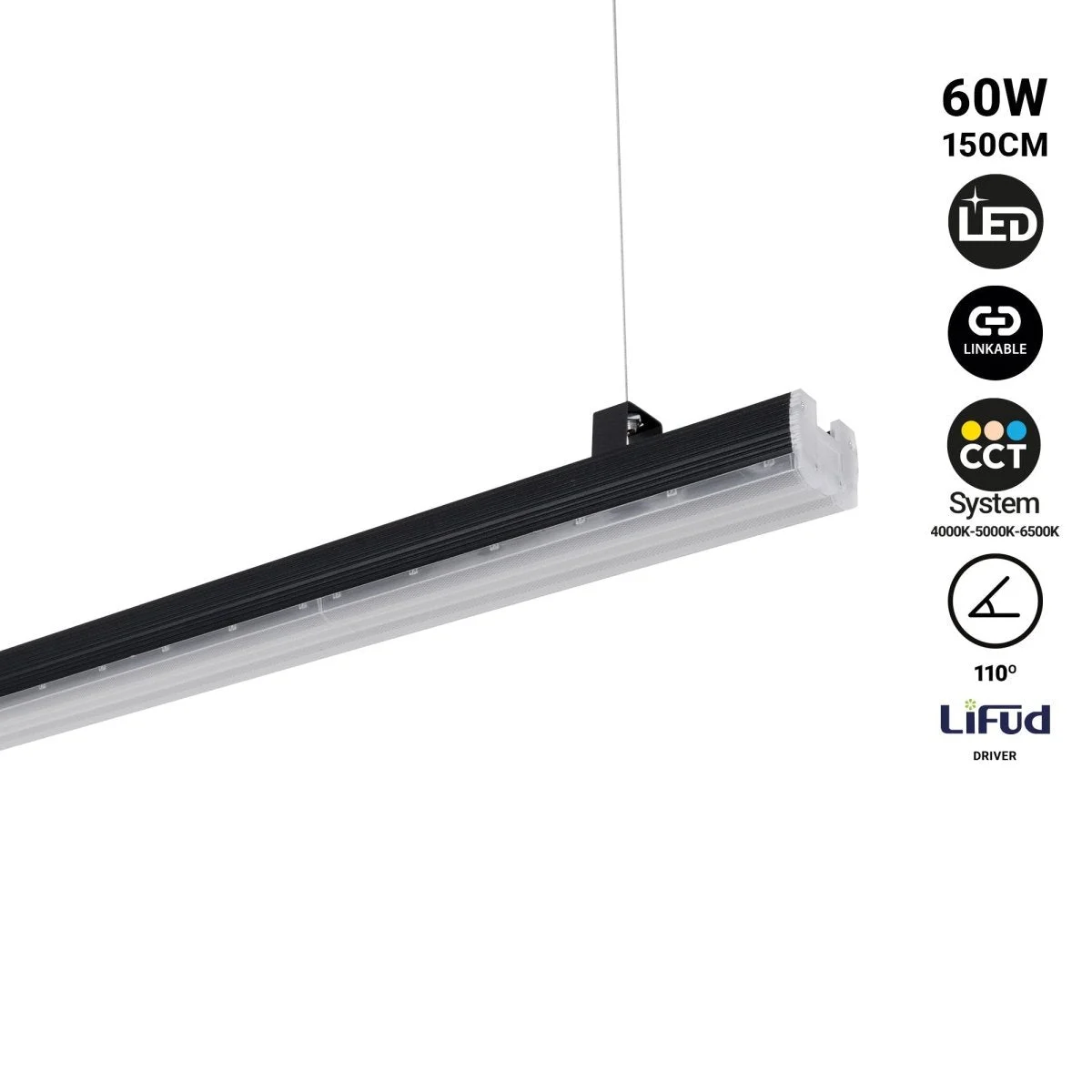 Barra lineal LED de alta potencia - 60W - 150cm - Enlazable - IP20