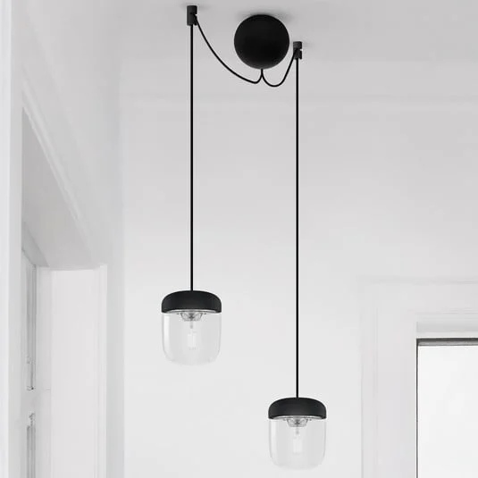 UMAGE Acorn lámpara colgante 2 focos, negro/acero