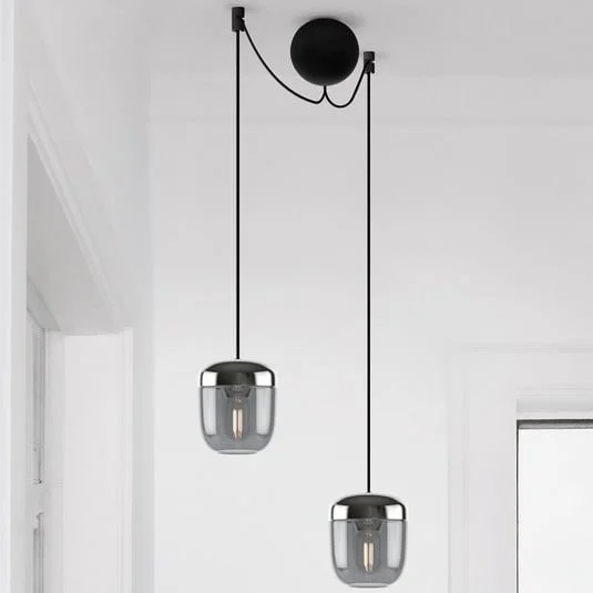 UMAGE Acorn lámpara colgante 2 luz gris humo acero