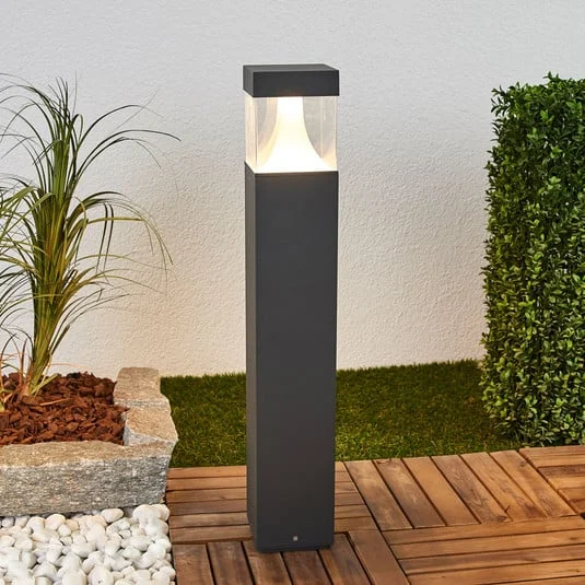Bolardo luminoso LED Lucande Egon, altura 65 cm, gris grafito, IP54